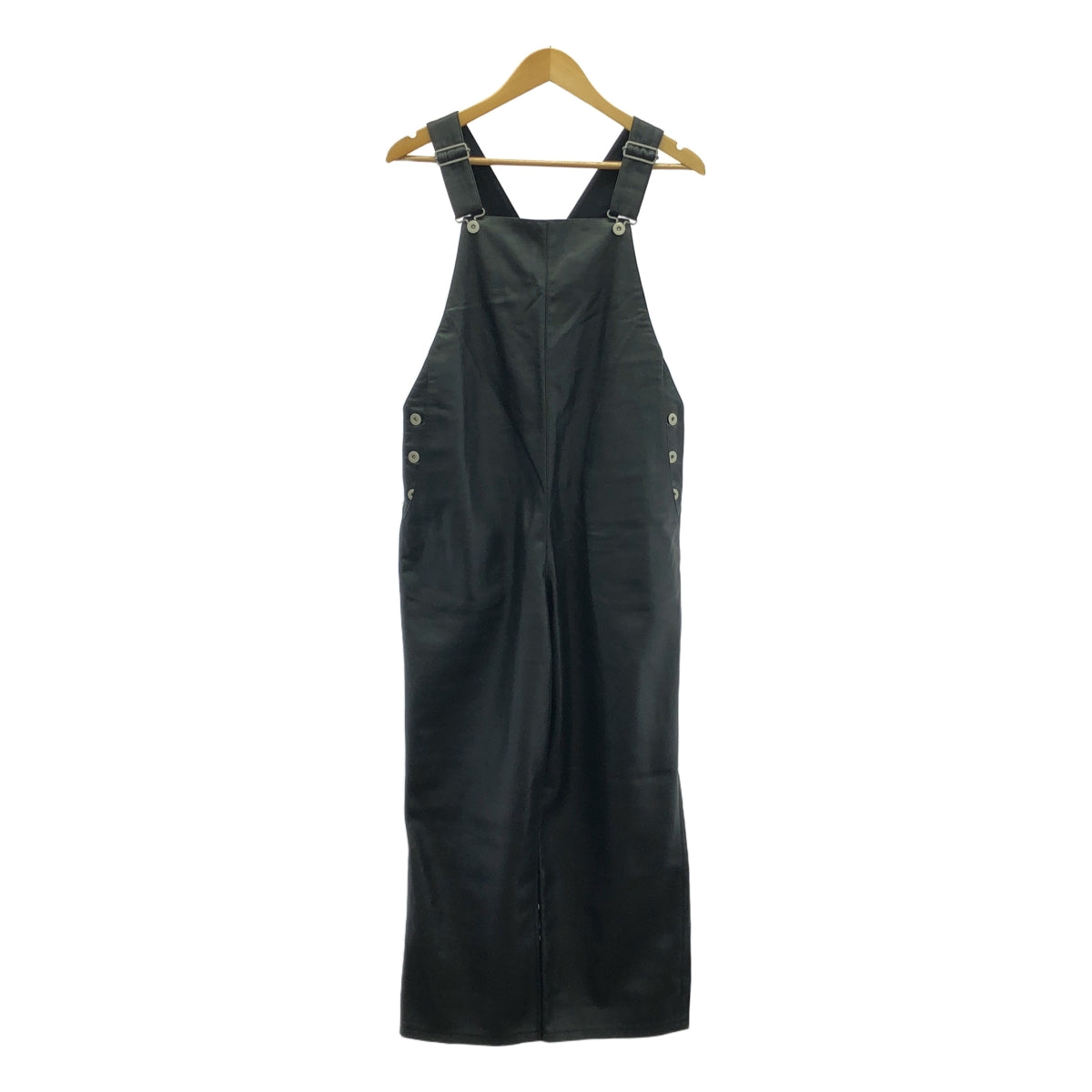 UNITED ARROWS / ユナイテッドアローズ | フェイクレザー オーバーオール | 38 | ブラック | レディース