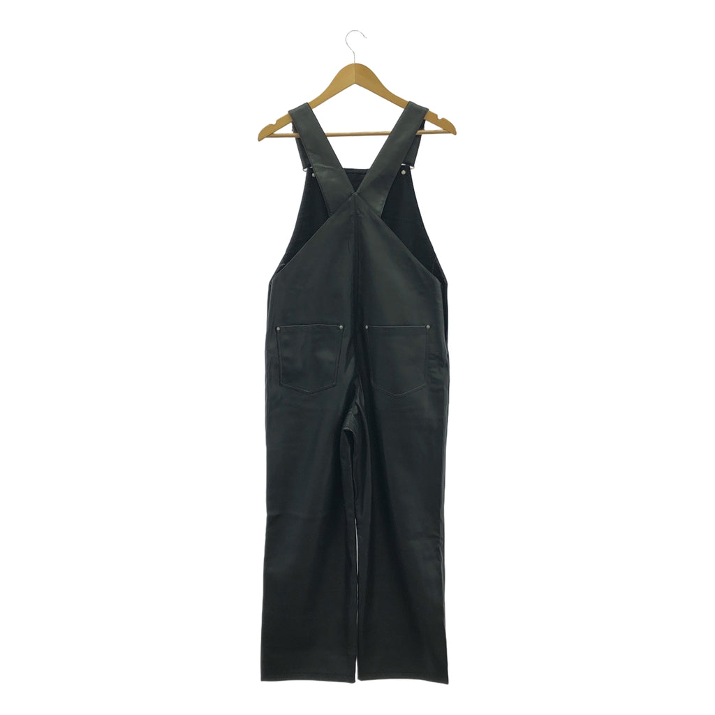 UNITED ARROWS / ユナイテッドアローズ | フェイクレザー オーバーオール | 38 | ブラック | レディース