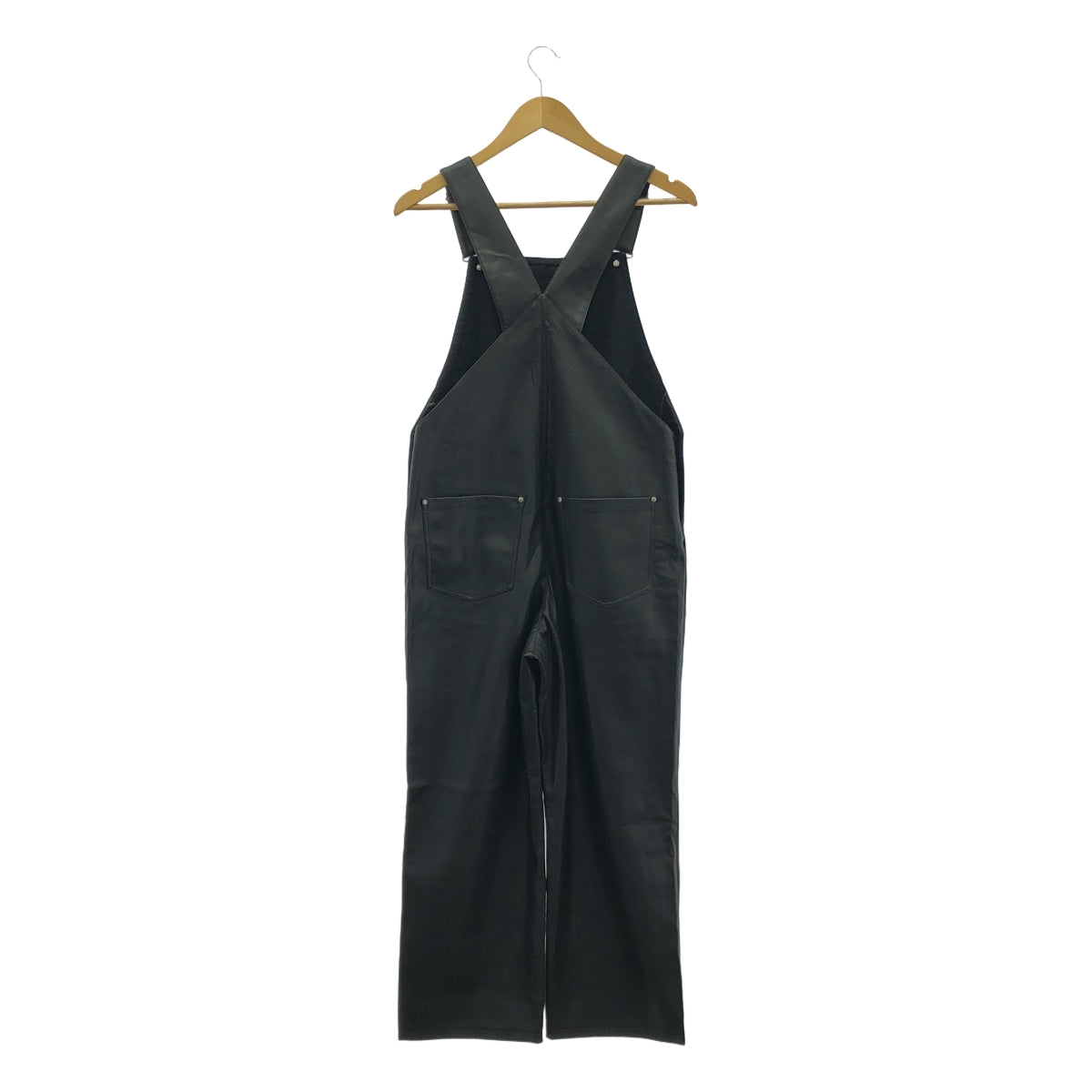 UNITED ARROWS / ユナイテッドアローズ | フェイクレザー オーバーオール | 38 | ブラック | レディース