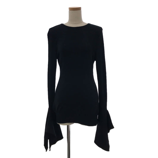 HARUNOBUMURATA / ハルノブムラタ | 2023AW | DRAPE CUFFS SMOOTH KNIT TOP ドレープニットトップス | 36 | ブラック | レディース
