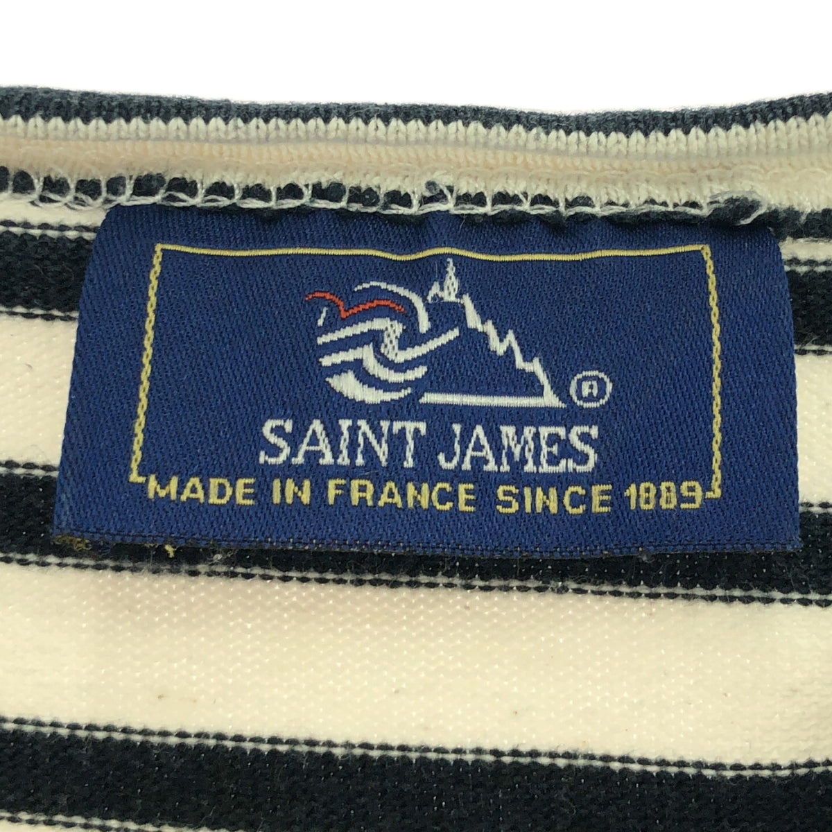 聖詹姆斯 / 聖詹姆斯 | OUESSANT BORDER / Wesson Border 船領巴斯克剪裁和縫製 |白色/黑色 |男士