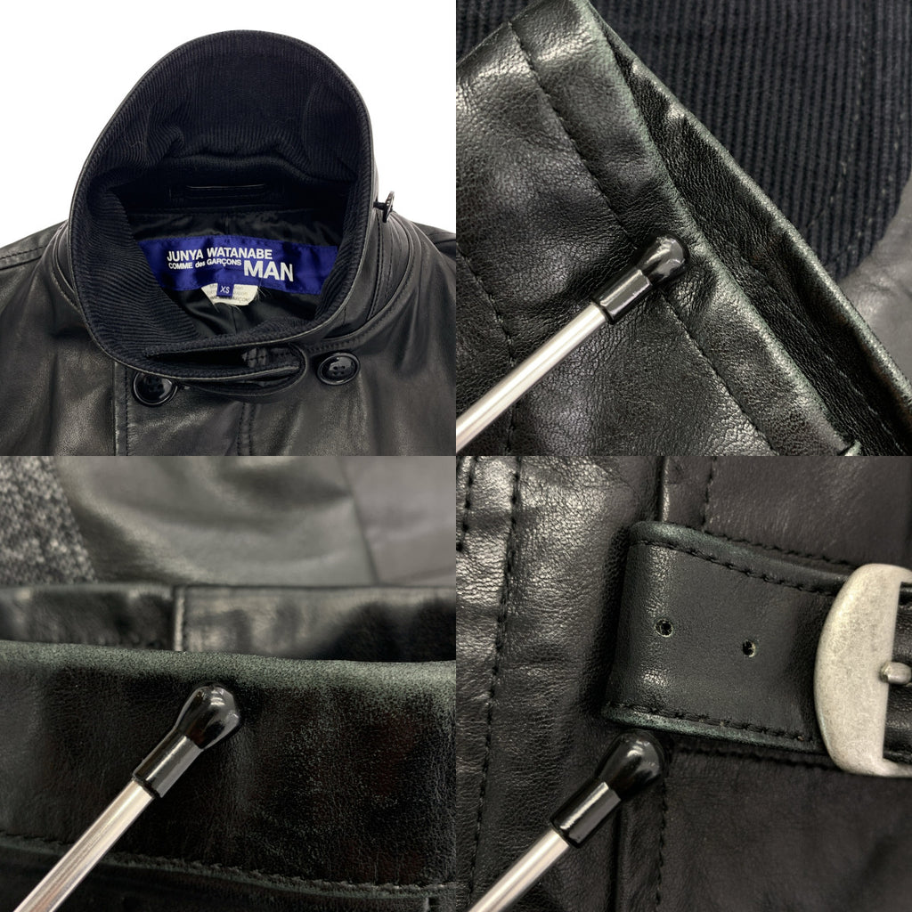 JUNYAWATANABE COMMEdesGARCONS MAN / ジュンヤワタナベマン | 2011AW | カウレザー チェック コーデュロイ切替 ジャケット | XS | メンズ