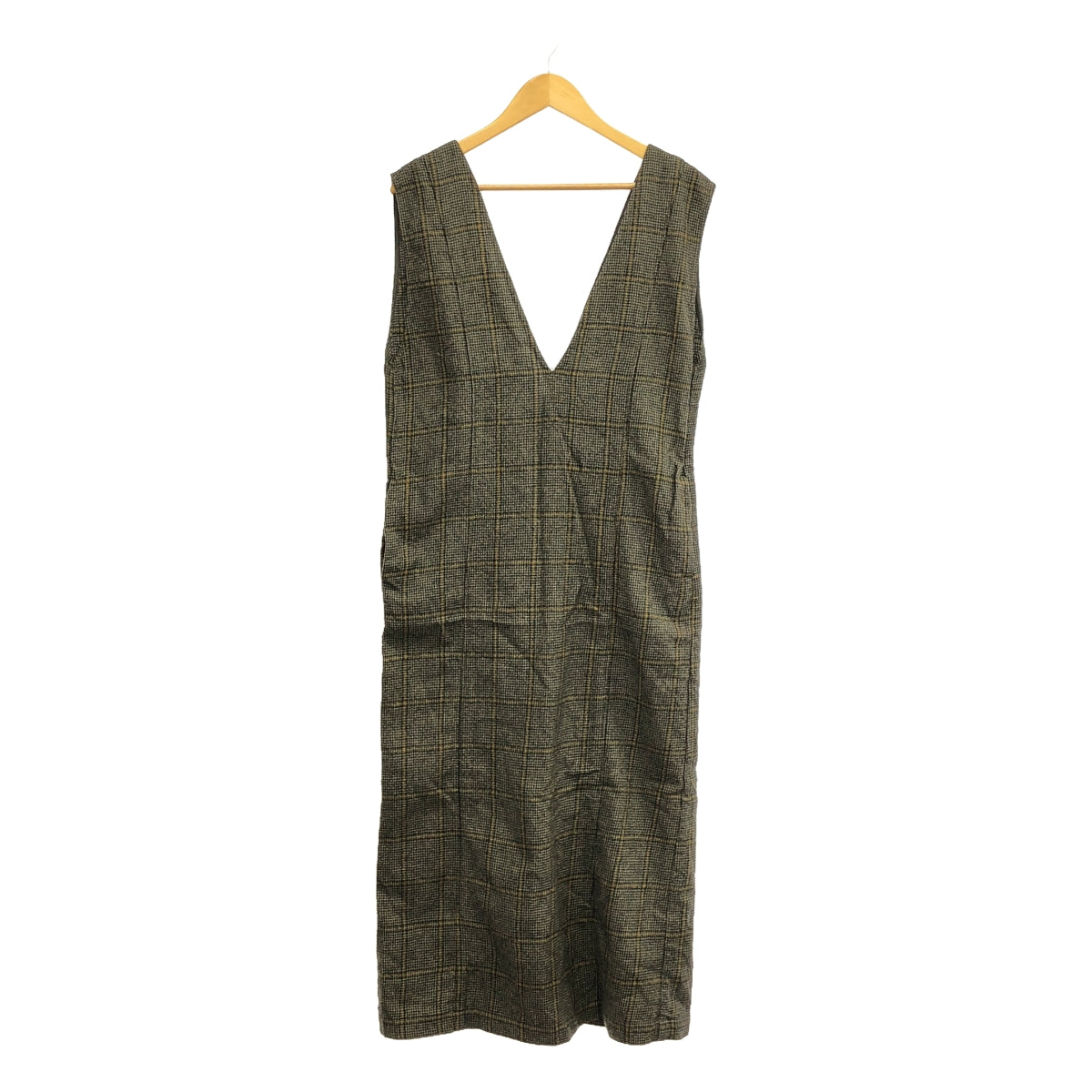 CURRENTAGE | Check V-neck dress | Brown | Women's