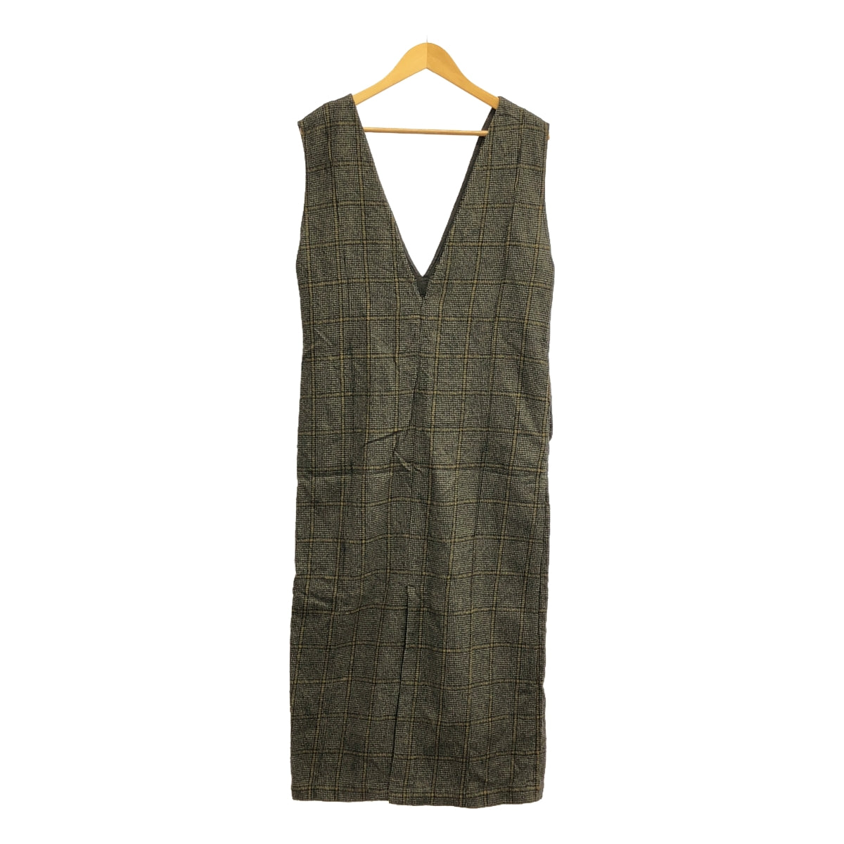 CURRENTAGE | Check V-neck dress | Brown | Women's