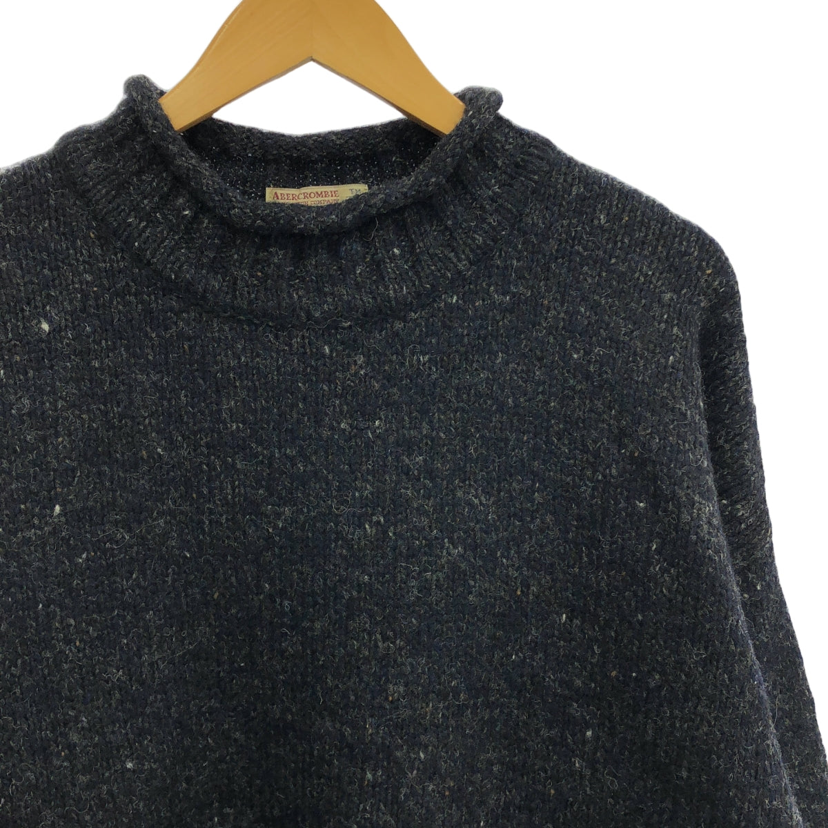 Abercrombie&Fitch / アバクロンビーアンドフィッチ | 90s ヴィンテージ シェットランドウール モックネック ニット 香港製 | M | ネイビー | メンズ