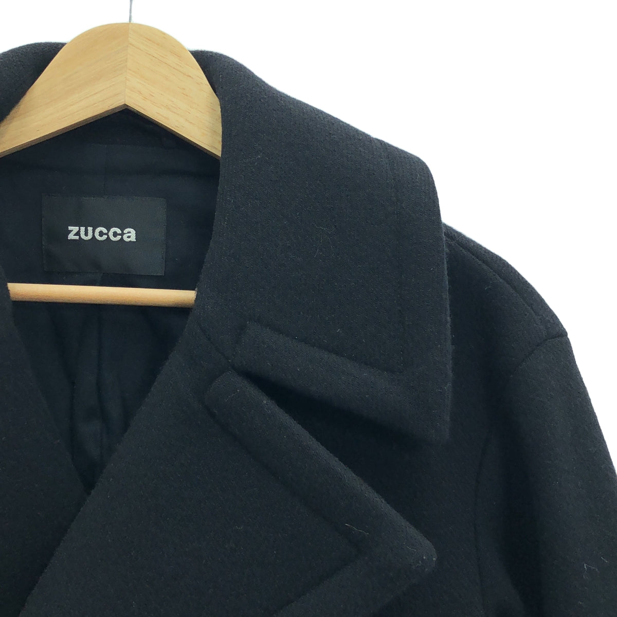ZUCCa / ズッカ | ウール ダブルジャケット Pコート  / 総裏地 | S | ブラック | レディース