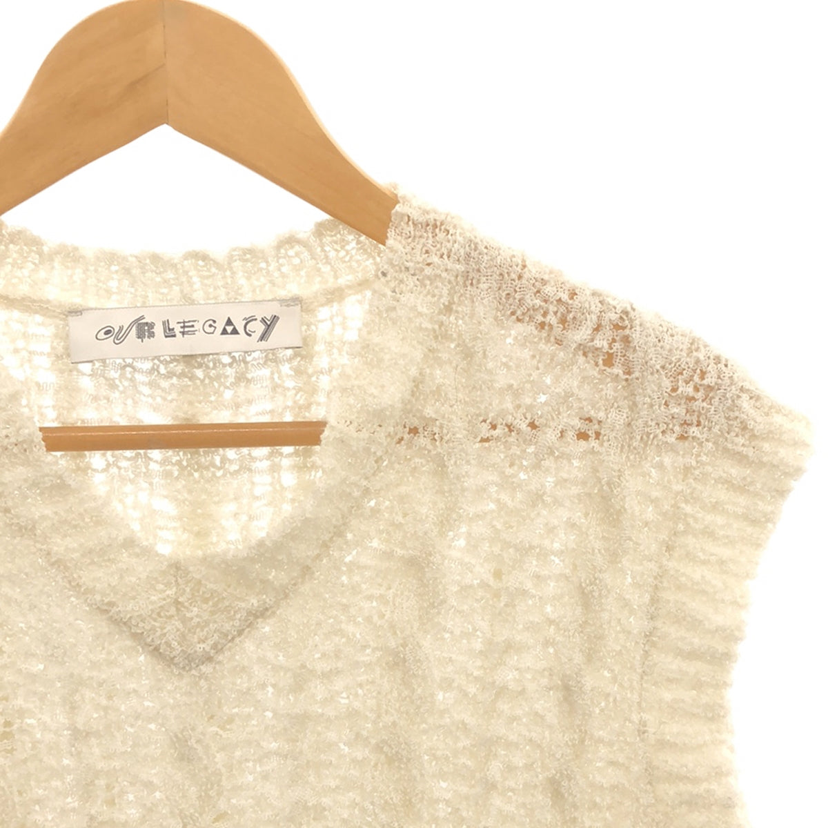 [Good Condition] OUR LEGACY / Our Legacy | 2022AW | KNITTED VEST White Sheer Cable Knit Vest | 48 | White | Men's