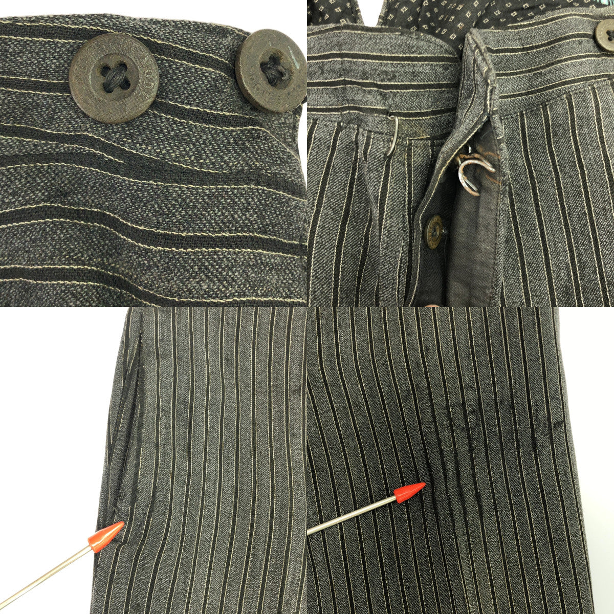 EURO VINTAGE / ユーロヴィンテージ | 推定1920-1930s ヴィンテージ ストライプ トラウザー 2本針シンチバック | グレー / ブラック | メンズ