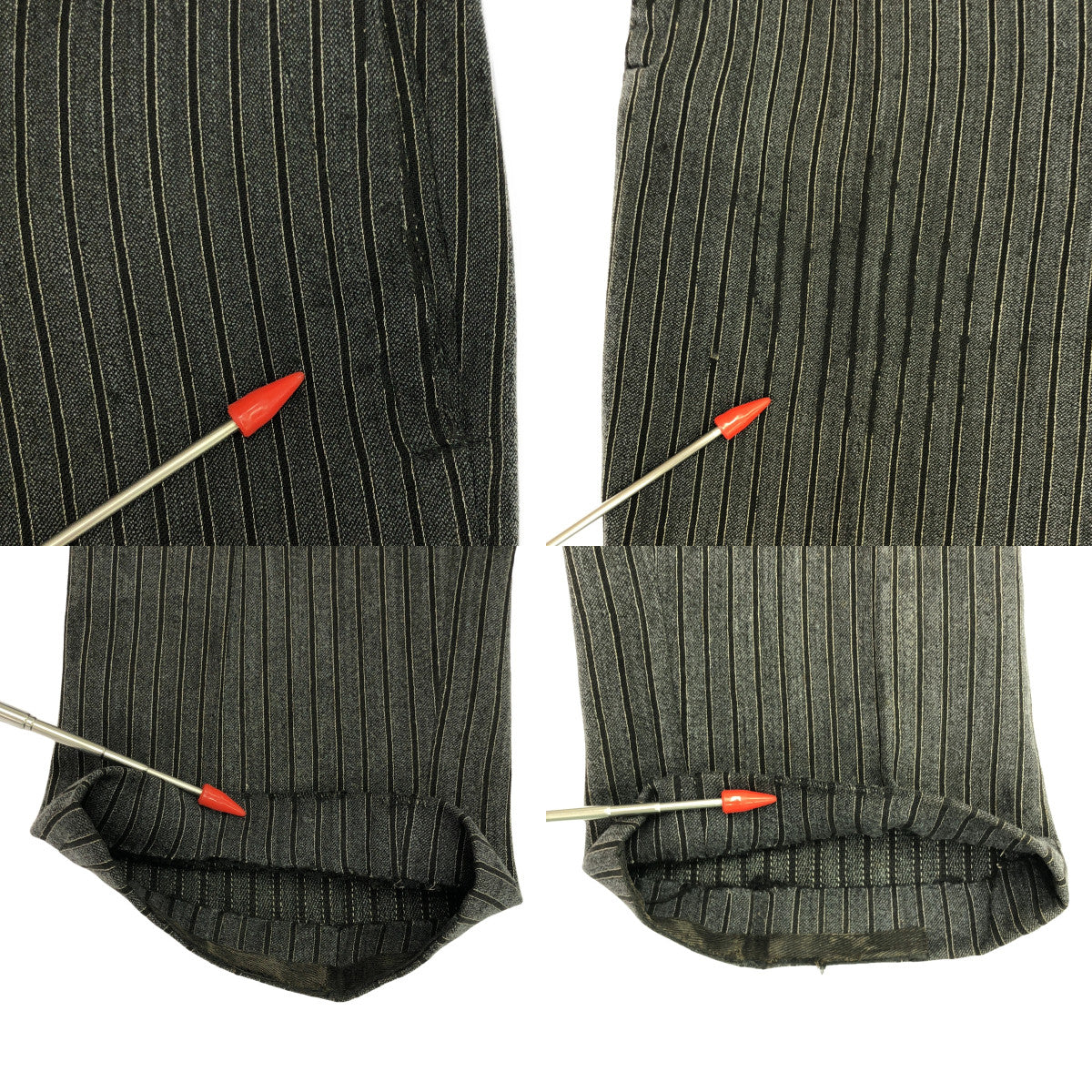 EURO VINTAGE / ユーロヴィンテージ | 推定1920-1930s ヴィンテージ ストライプ トラウザー 2本針シンチバック | グレー / ブラック | メンズ