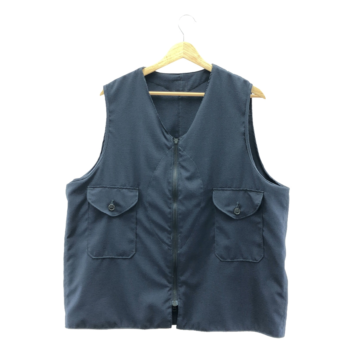 POST O'ALLS / ポストオーバーオールズ | #1521-PSN Mr.DEE : poly seersucker / ジップ ベスト | L | navy | メンズ