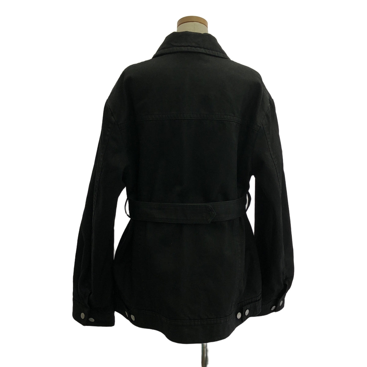 DRIES VAN NOTEN / ドリスヴァンノッテン | ベルテッド 裏キルティング デニムジャケット | XS | ブラック | レディース