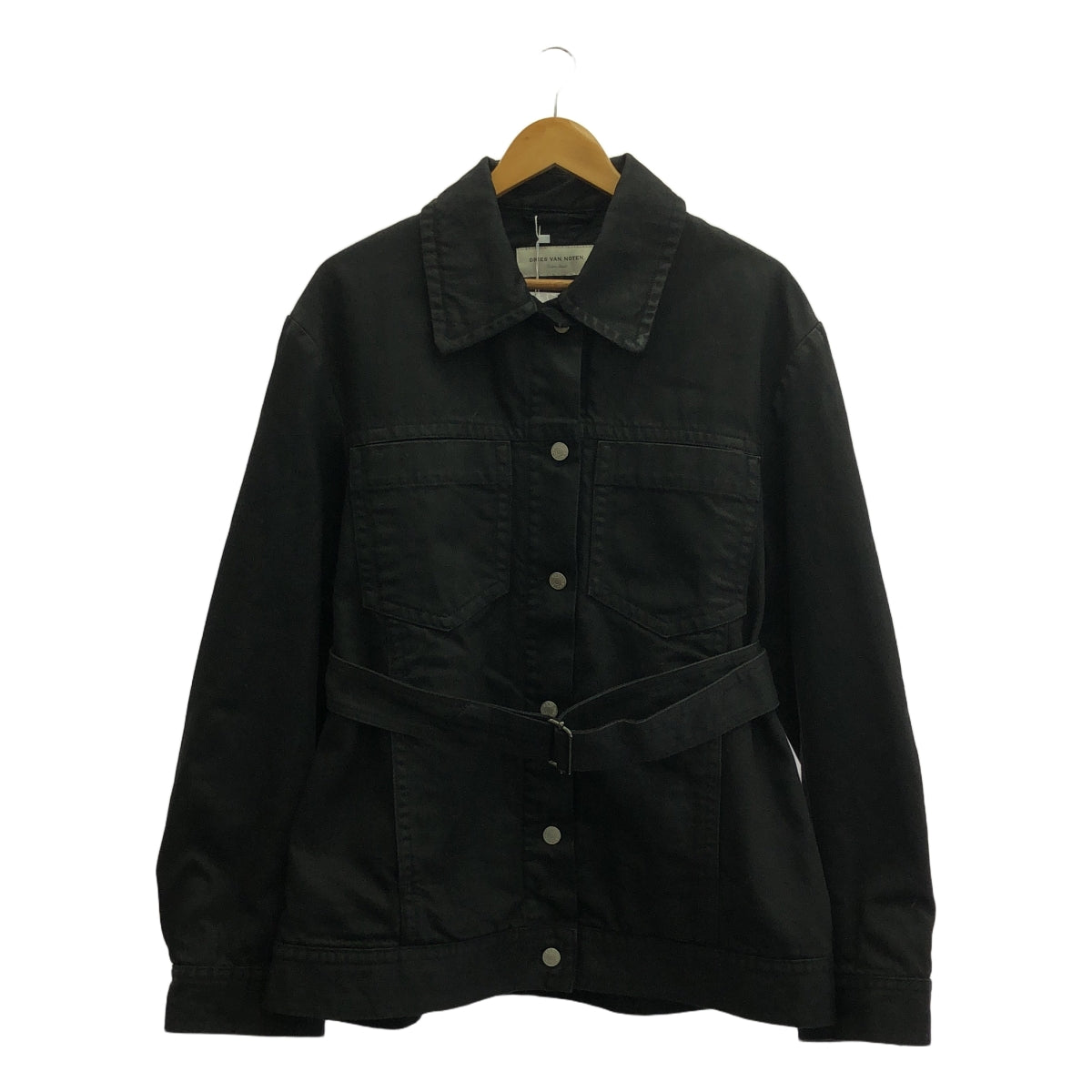 DRIES VAN NOTEN / ドリスヴァンノッテン | ベルテッド 裏キルティング デニムジャケット | XS | ブラック | レディース