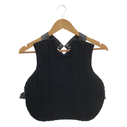 noir kei ninomiya | 2020AW | Cable knit leather harness vest | S | Black | Women's