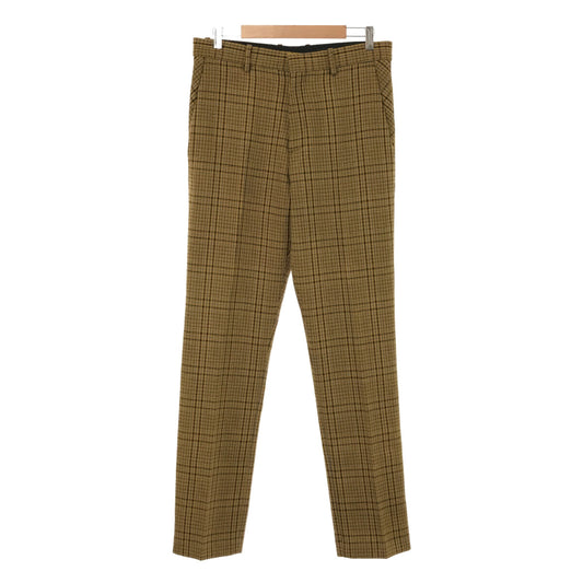 【신품】 BOTTER / 보터 | Slim Fit Trousers With Zip Check 울 팬츠 | 48 | 옐로우 | 남성