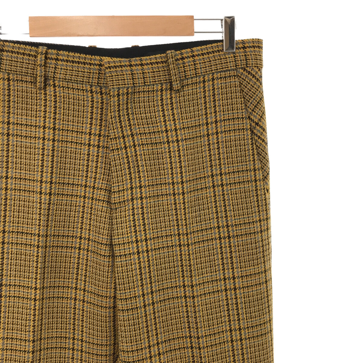 [New] BOTTER | Slim Fit Trousers With Zip Check Wool Pants | 48 | Yellow | Men's