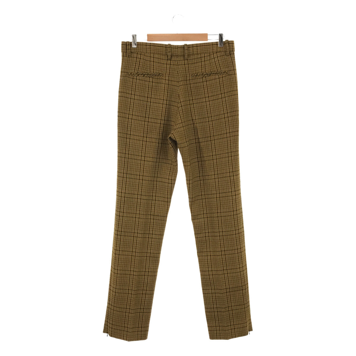 【신품】 BOTTER / 보터 | Slim Fit Trousers With Zip Check 울 팬츠 | 48 | 옐로우 | 남성