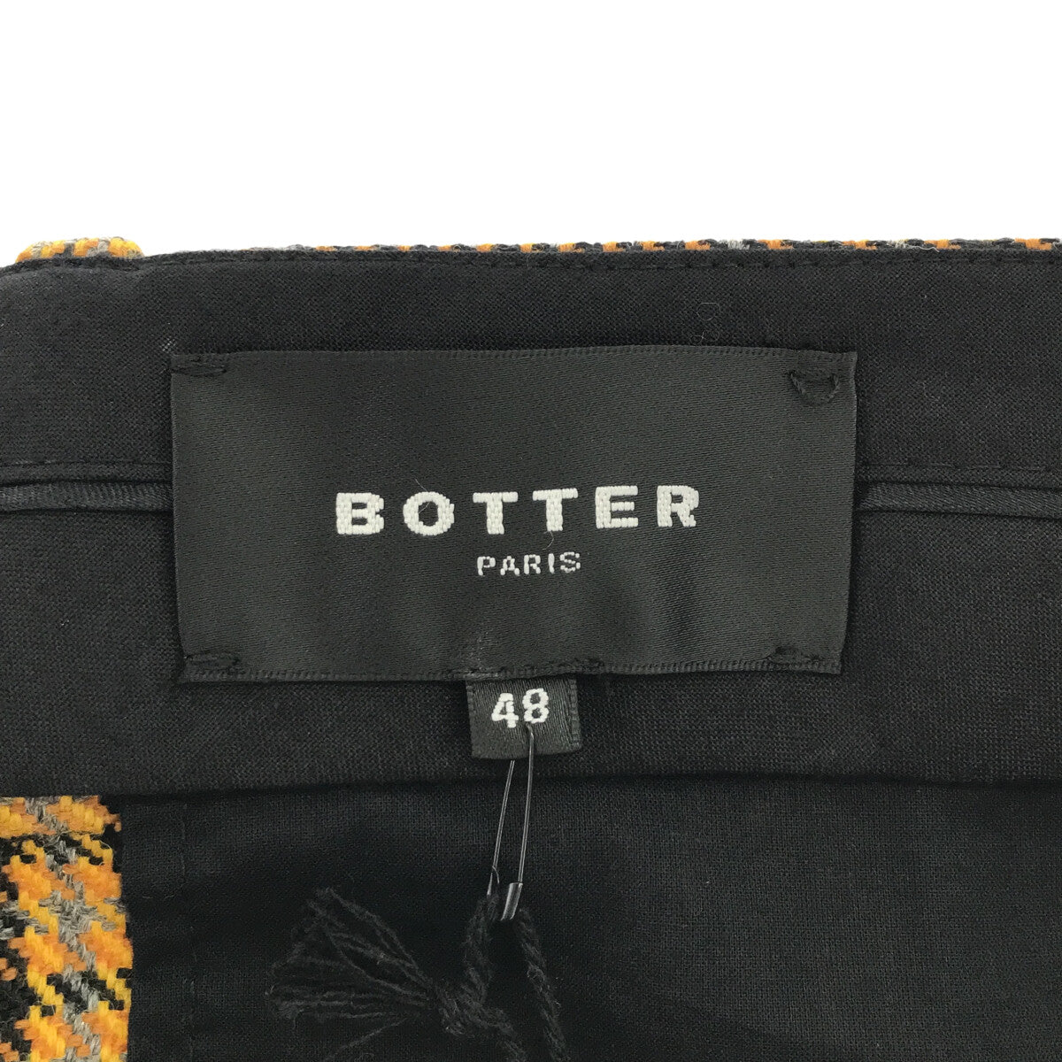 [New] BOTTER | Slim Fit Trousers With Zip Check Wool Pants | 48 | Yellow | Men's