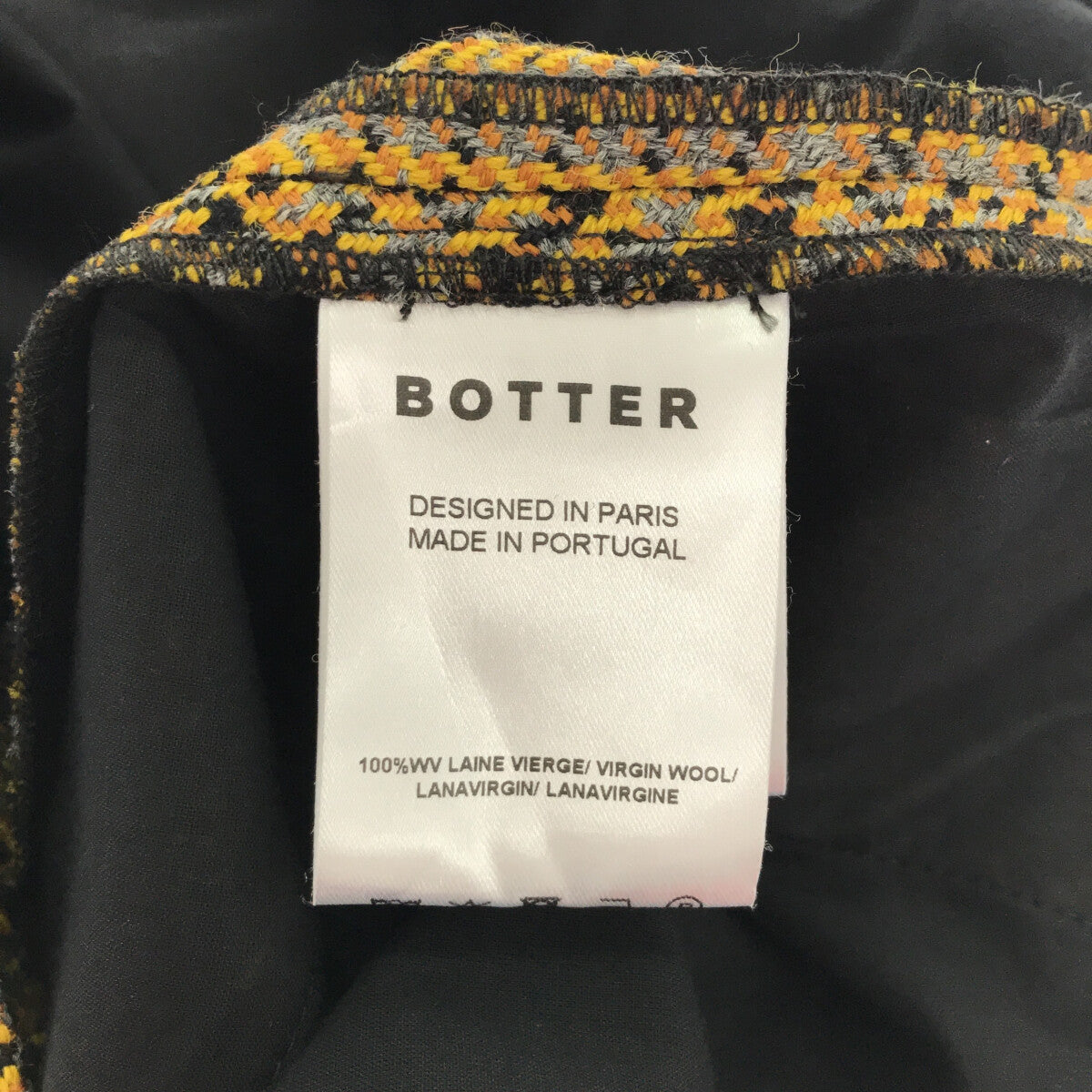 [New] BOTTER | Slim Fit Trousers With Zip Check Wool Pants | 48 | Yellow | Men's