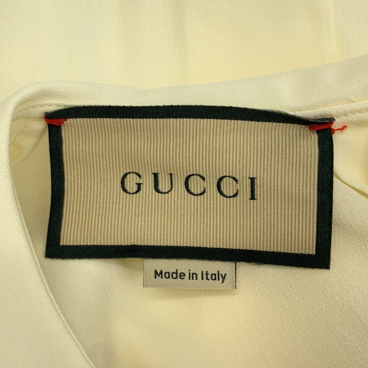 GUCCI / グッチ | シルク フェザー フリル装飾 ラウンドカラー ノースリーブブラウス | 38 | レディース