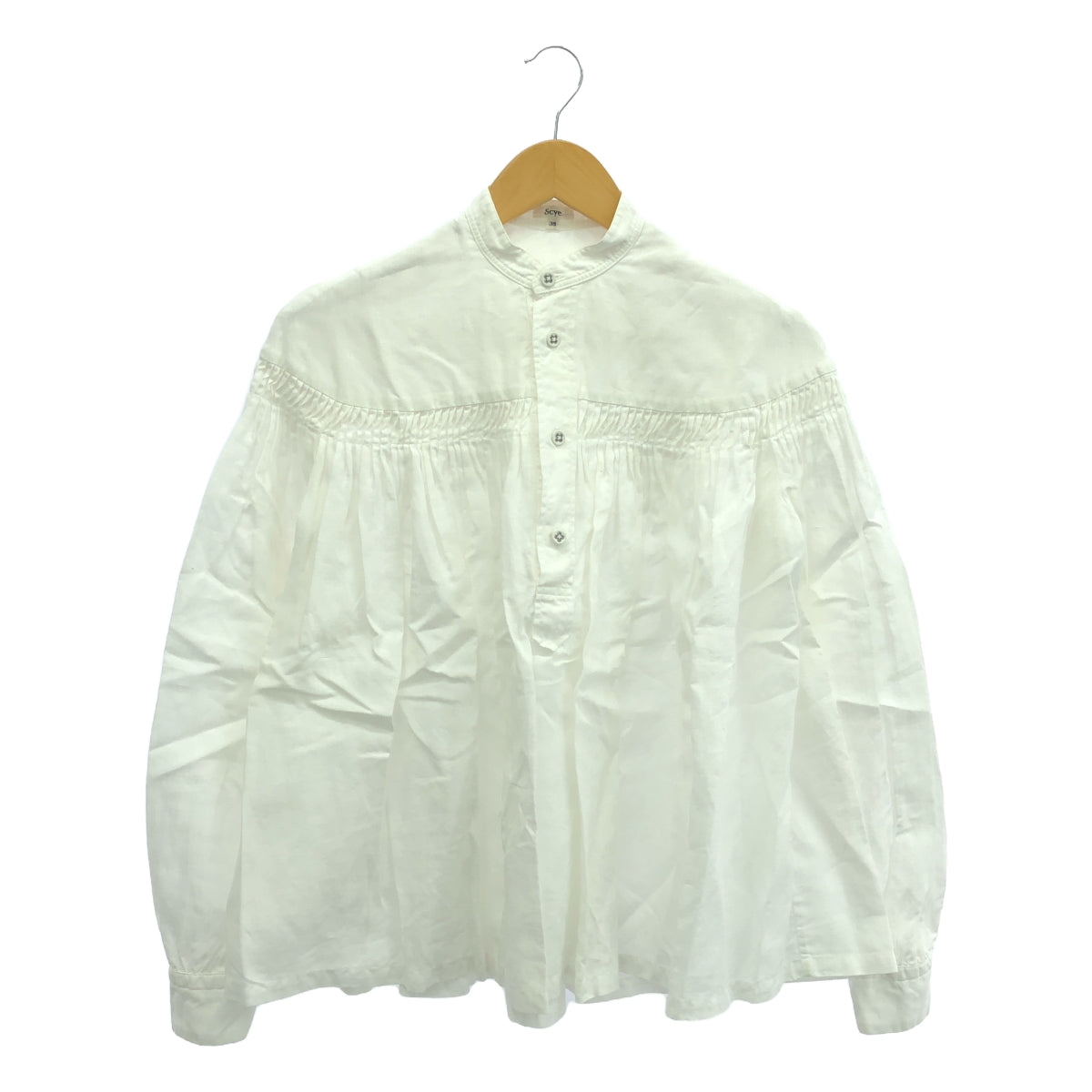 SCYE | Linen Tuck Half Placket Shirt | Size 38 | White | Women's