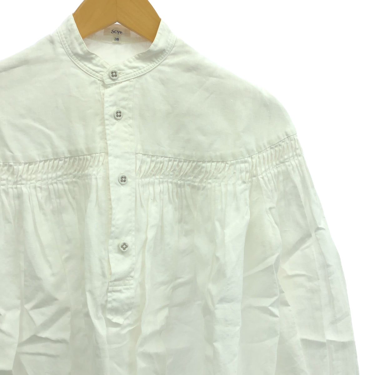 SCYE | Linen Tuck Half Placket Shirt | Size 38 | White | Women's