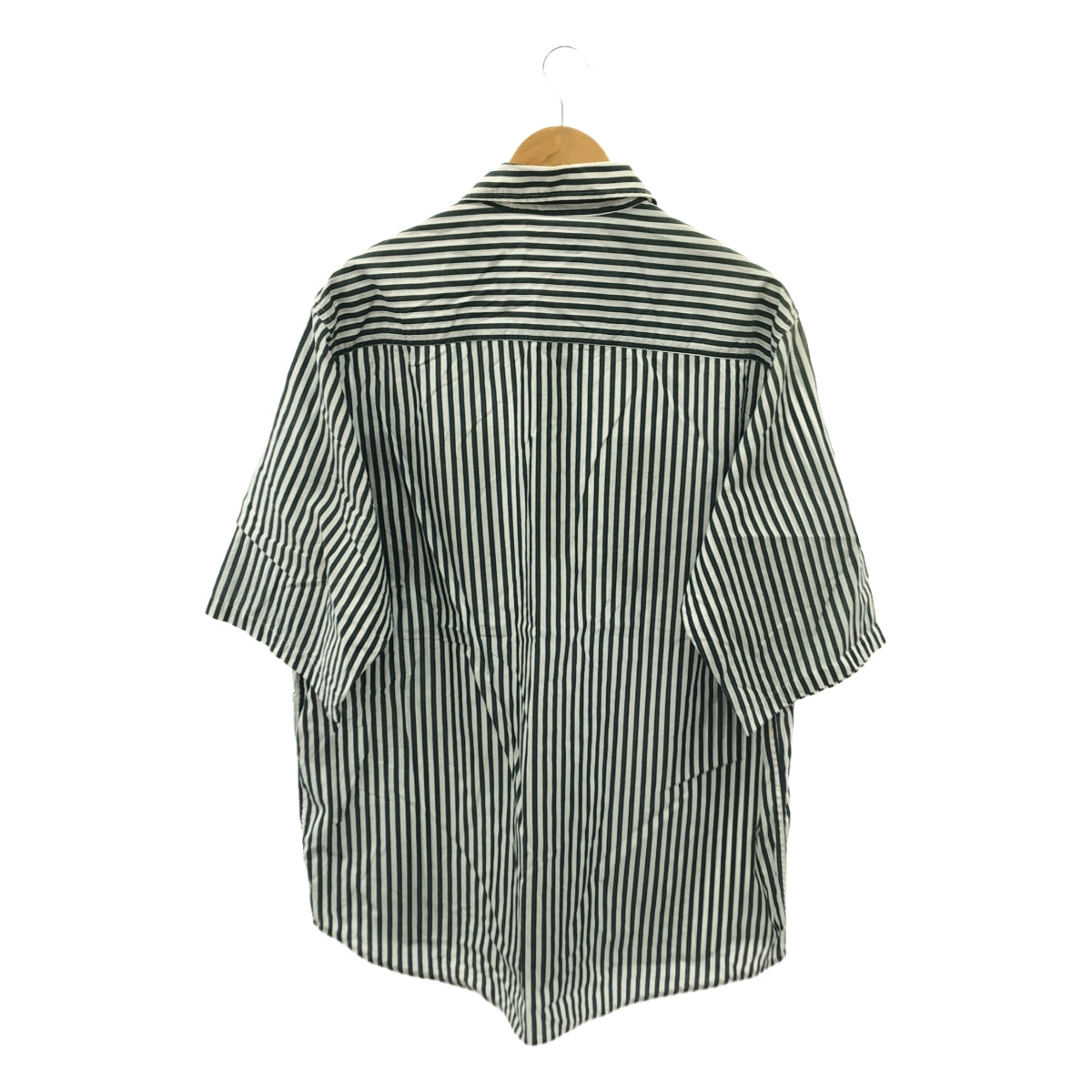 ISABEL MARANT / イザベルマラン | JARLOW SHIRT ワンポイント刺しゅう ストライプ 半袖シャツ | M | ホワイト / グリーン | メンズ