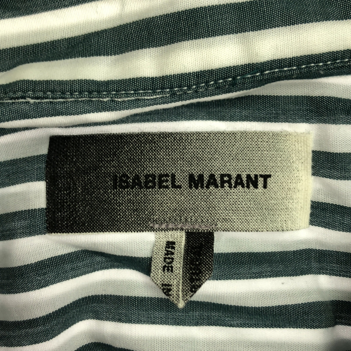 ISABEL MARANT / イザベルマラン | JARLOW SHIRT ワンポイント刺しゅう ストライプ 半袖シャツ | M | ホワイト / グリーン | メンズ