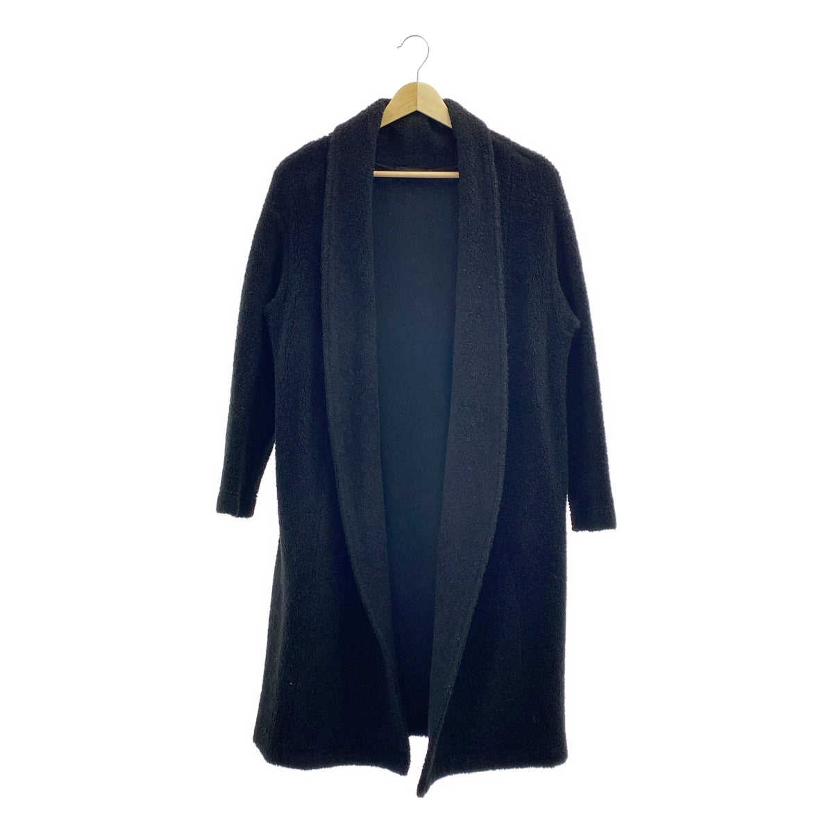 FLORENT | Boa 無扣無領單排扣大衣 | 黑色 | 女款