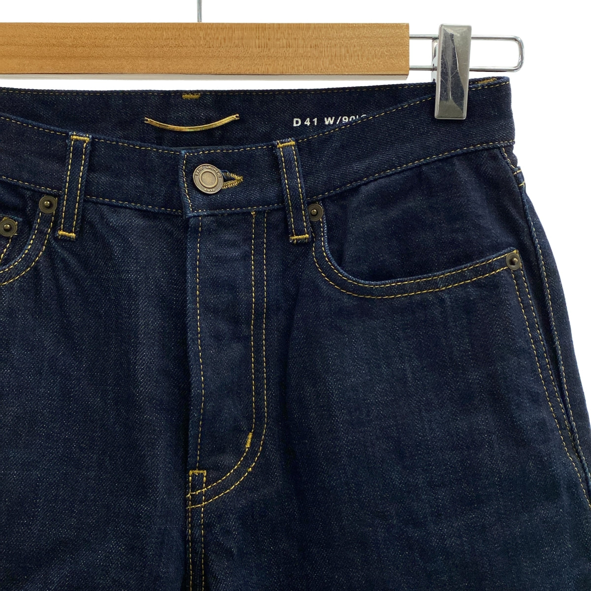 SAINT LAURENT | D41 W / 90 年代-MW 標誌刺繡牛仔褲 | 尺寸 26 | 靛藍 | 女款