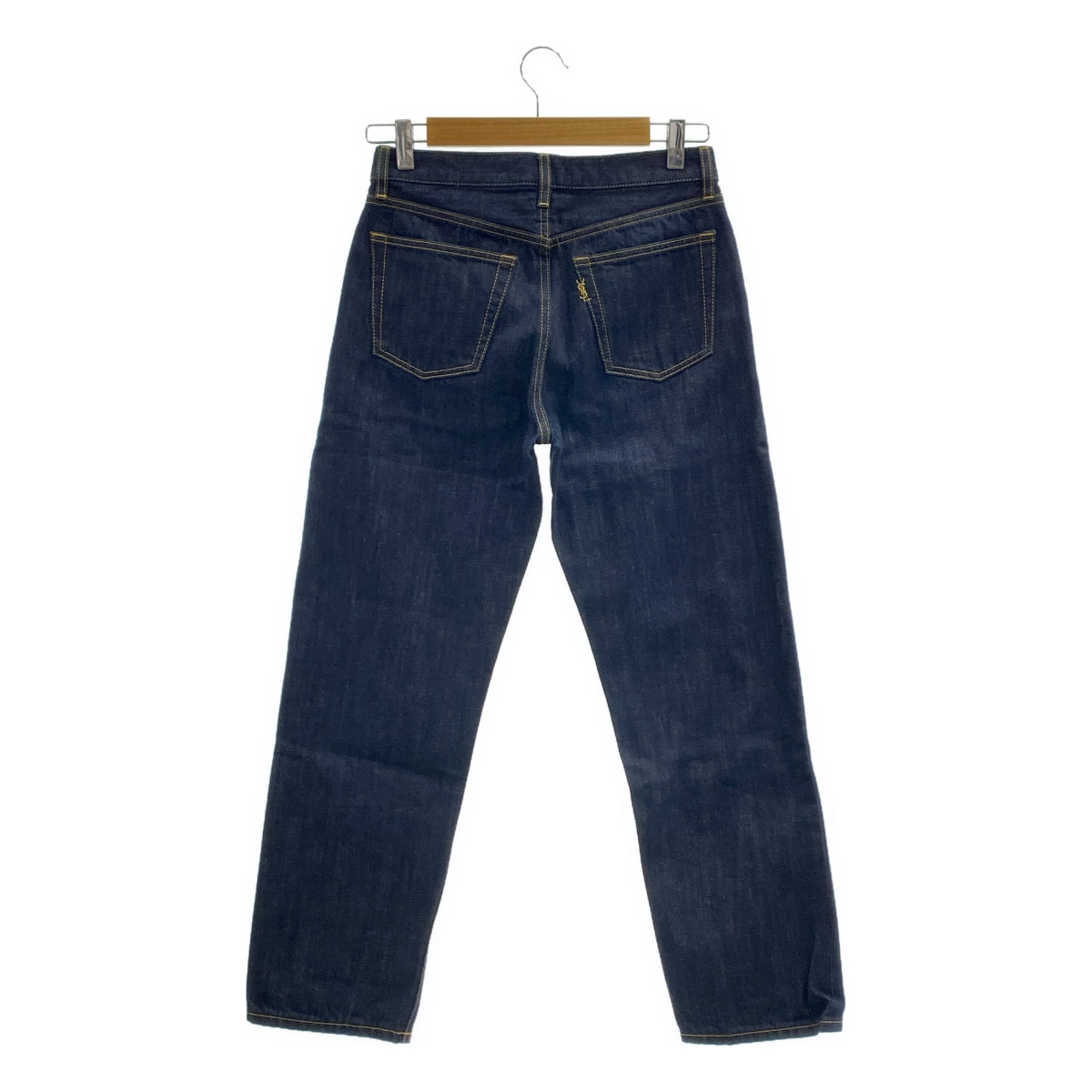 SAINT LAURENT | D41 W / 90 年代-MW 標誌刺繡牛仔褲 | 尺寸 26 | 靛藍 | 女款