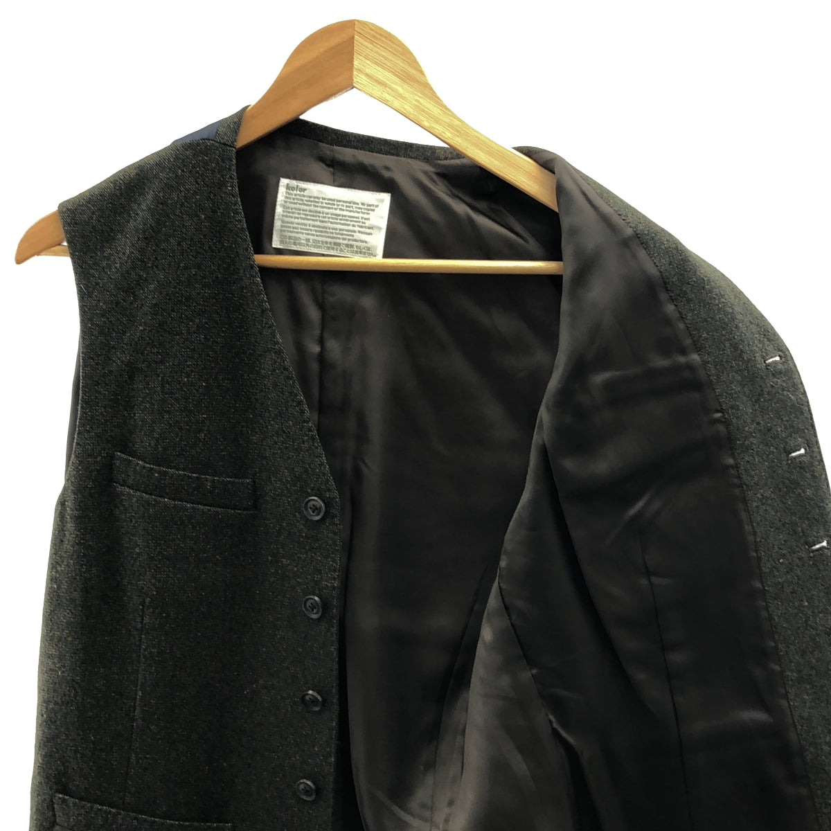 【美品】  kolor / カラー | ウール ジレ ベスト | 1 | オリーブ | メンズ