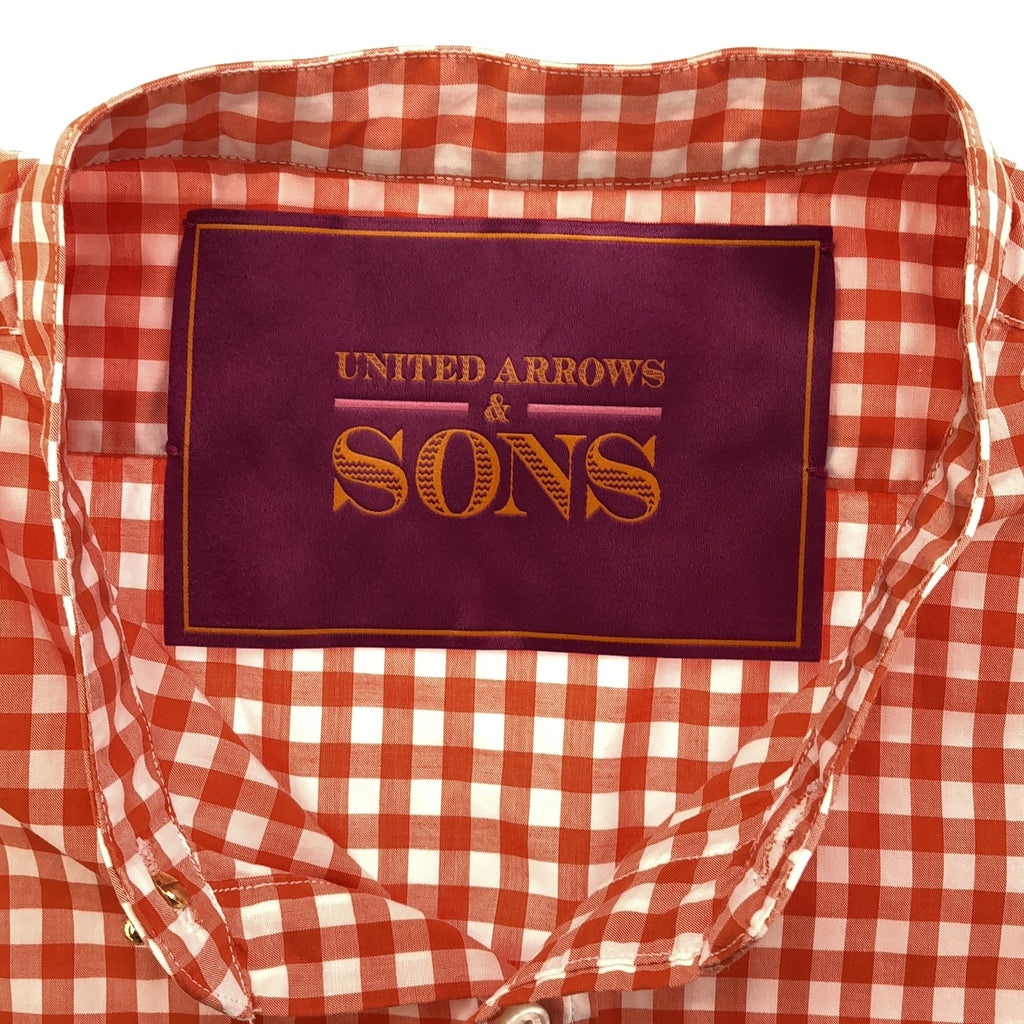 [狀況良好] UNITED ARROWS &amp; SONS |格紋立領襯衫 | S |紅色/白色 |男士