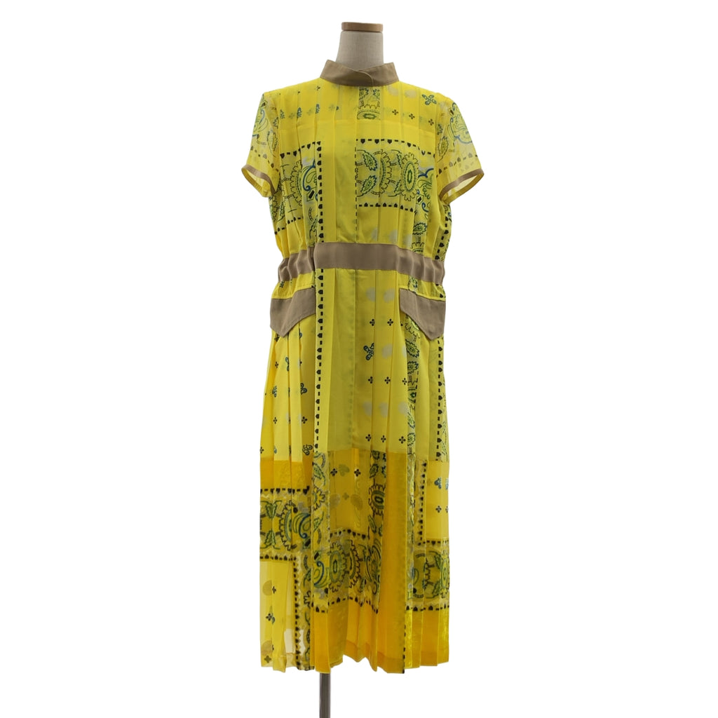 sacai | 佩斯利褶飾連身裙，混合佈料 | 尺寸 1 | 女款