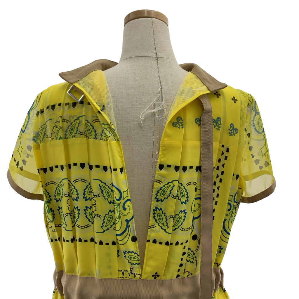 sacai | 佩斯利褶飾連身裙，混合佈料 | 尺寸 1 | 女款