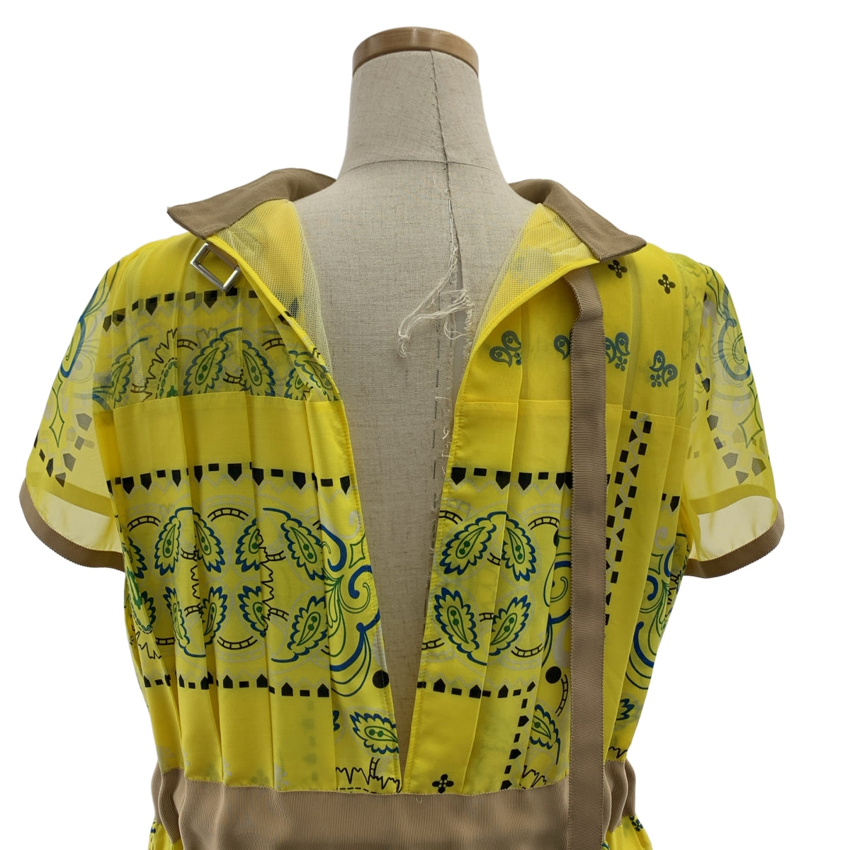 sacai | 佩斯利褶飾連身裙，混合佈料 | 尺寸 1 | 女款