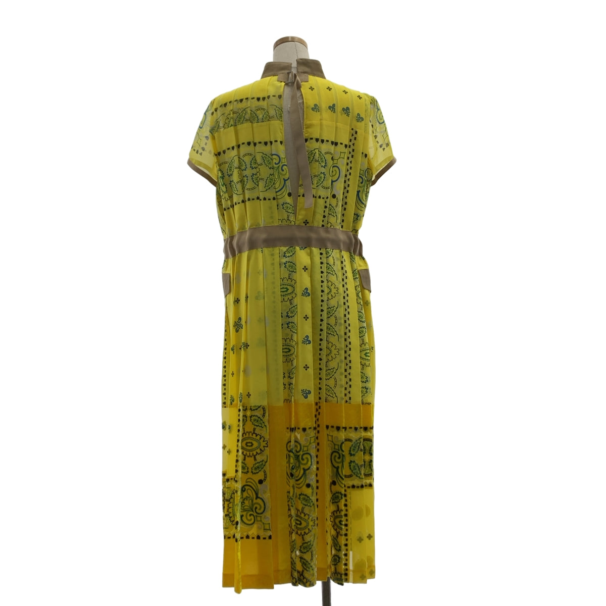 sacai | 佩斯利褶飾連身裙，混合佈料 | 尺寸 1 | 女款