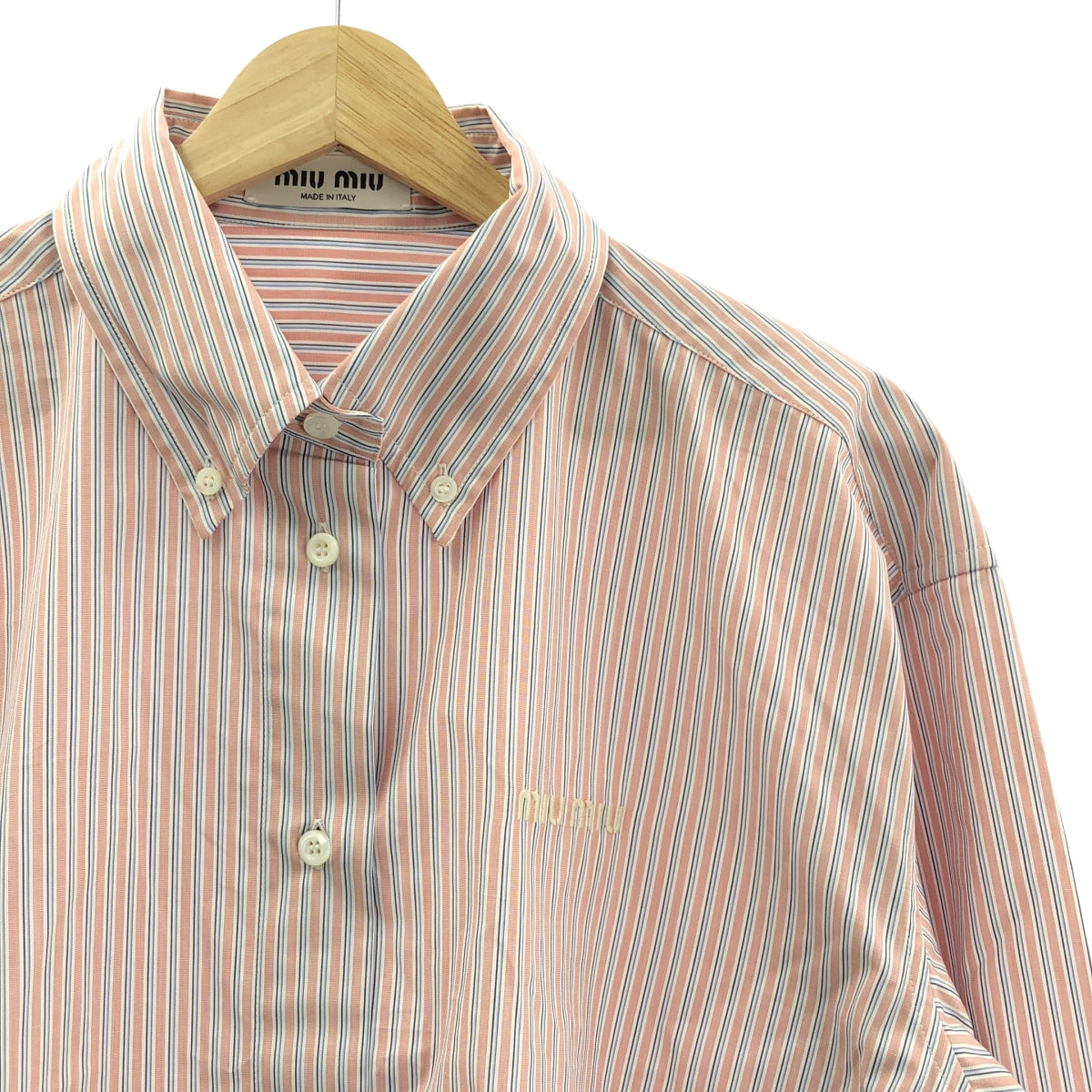 【美品】  miu miu / ミュウミュウ | 2024 | Striped Shirt ストライプ ボタンダウン シャツ | 38 | ピンク/ライトブルー/ホワイト | レディース