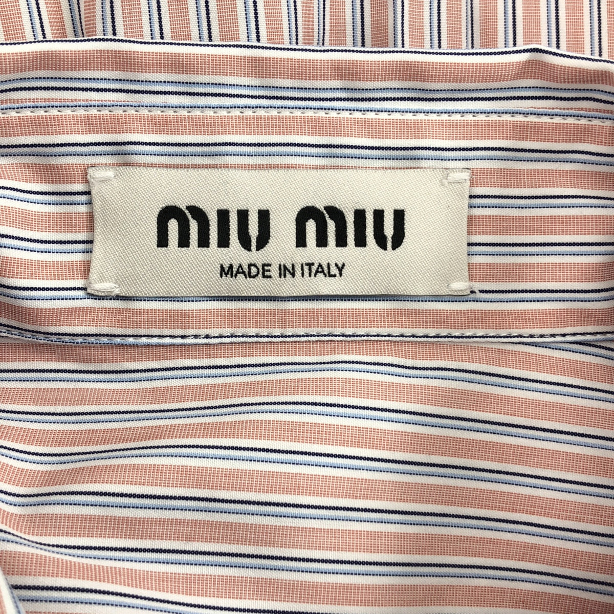 【美品】  miu miu / ミュウミュウ | 2024 | Striped Shirt ストライプ ボタンダウン シャツ | 38 | ピンク/ライトブルー/ホワイト | レディース