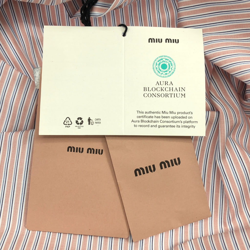 【美品】  miu miu / ミュウミュウ | 2024 | Striped Shirt ストライプ ボタンダウン シャツ | 38 | ピンク/ライトブルー/ホワイト | レディース