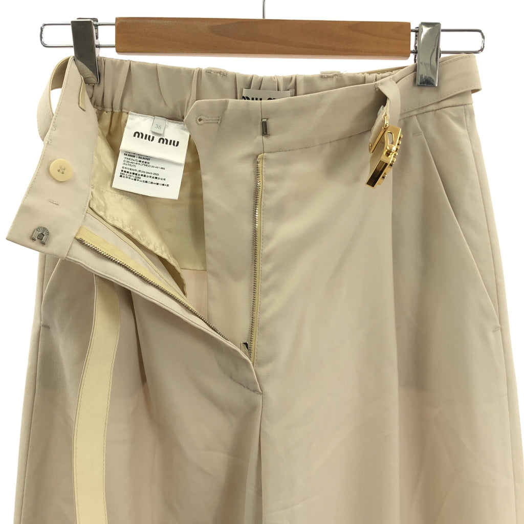 【美品】  miu miu / ミュウミュウ | 2023SS | ロゴ ベルテッド タック スラックス パンツ | 36 | ナチュラル | レディース