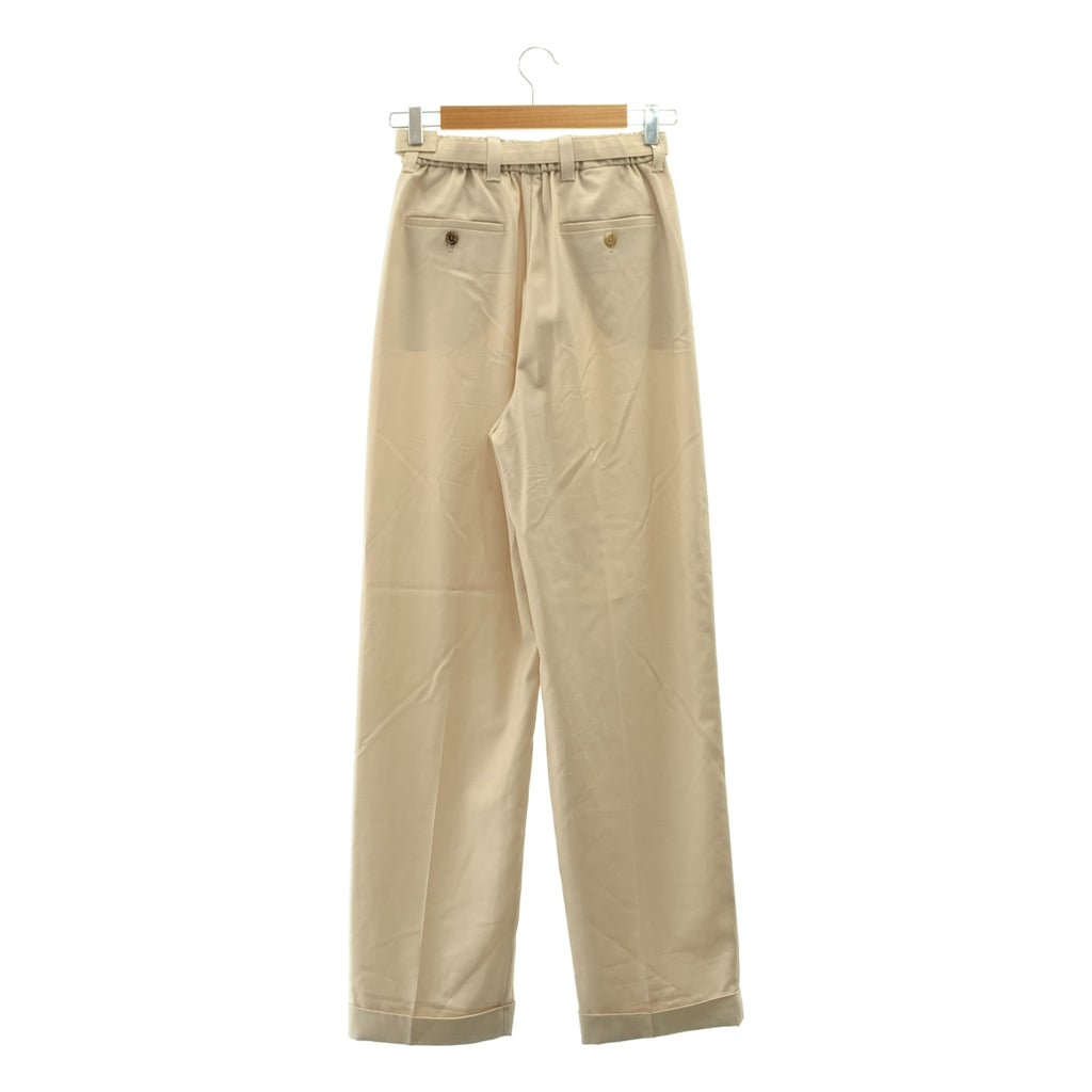 【美品】  miu miu / ミュウミュウ | 2023SS | ロゴ ベルテッド タック スラックス パンツ | 36 | ナチュラル | レディース