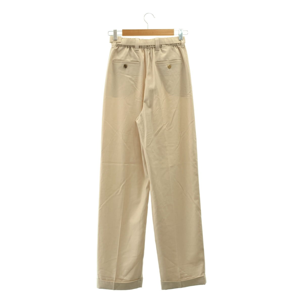 【美品】  miu miu / ミュウミュウ | 2023SS | ロゴ ベルテッド タック スラックス パンツ | 36 | ナチュラル | レディース
