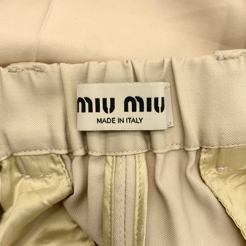 【美品】  miu miu / ミュウミュウ | 2023SS | ロゴ ベルテッド タック スラックス パンツ | 36 | ナチュラル | レディース