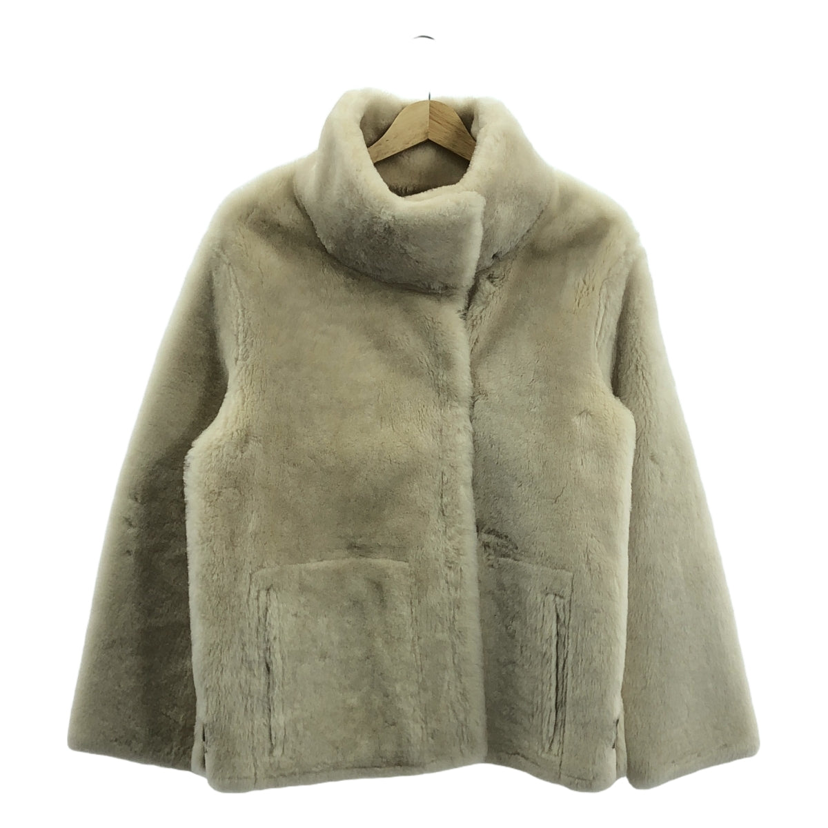 YVES SALOMON / 이브살로몬 | 램 무튼 보아 하프 코트 | 34 | 베이지 | 여성