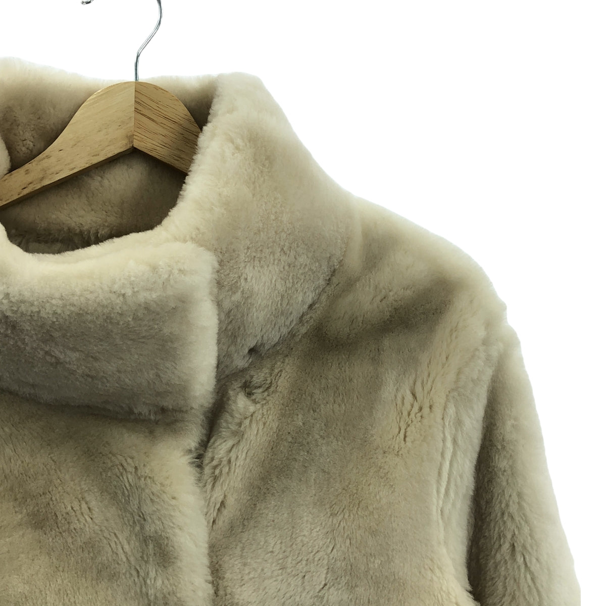 YVES SALOMON / 이브살로몬 | 램 무튼 보아 하프 코트 | 34 | 베이지 | 여성