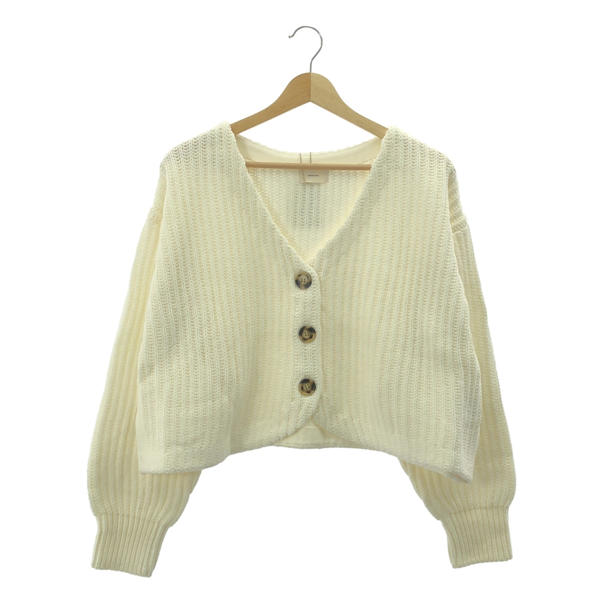 【新品】  CREDONA / クレドナ | ボリューム ショート カラー カーディガン | F | ホワイト | レディース