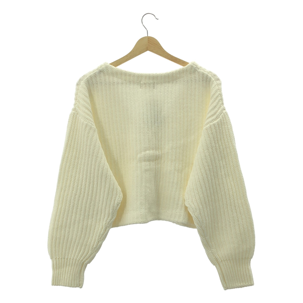【新品】  CREDONA / クレドナ | ボリューム ショート カラー カーディガン | F | ホワイト | レディース