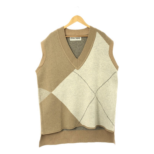 [Good Condition] INSCRIRE | Over-wool knit vest | Beige | Women's