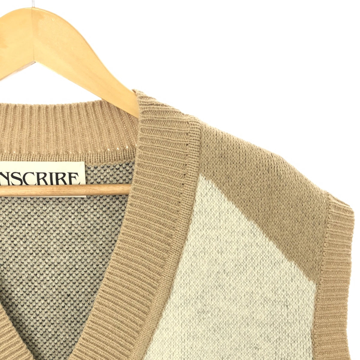 [Good Condition] INSCRIRE | Over-wool knit vest | Beige | Women's