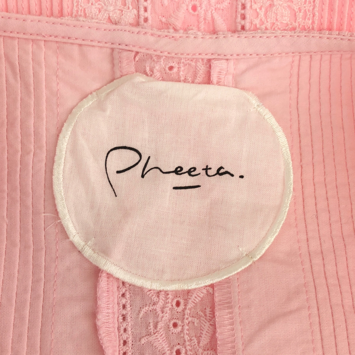 pheeta / フィータ | レース ピンタック バンドカラー ブラウス | F | Light Pink | レディース